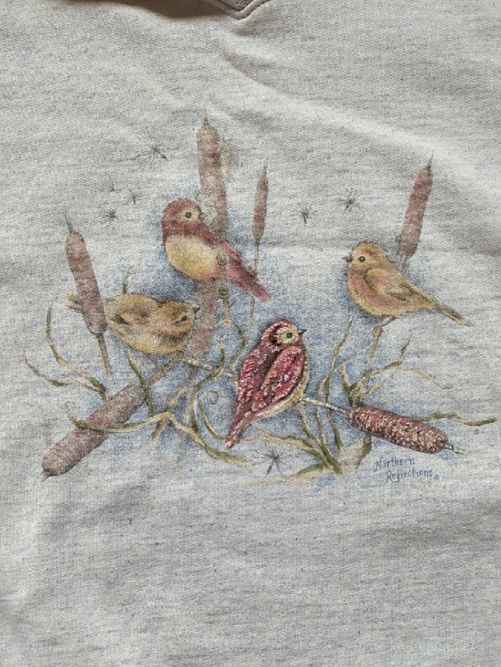 202-**VINTAGE**Northern Reflections Cream Pullover with Nature Graphic - Picture 3 of 6
